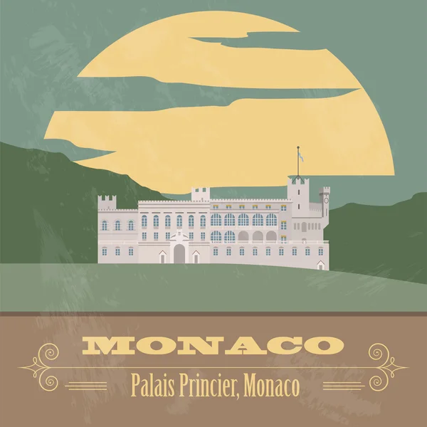 Monaco landmarks. Retro styled image — Stock Vector