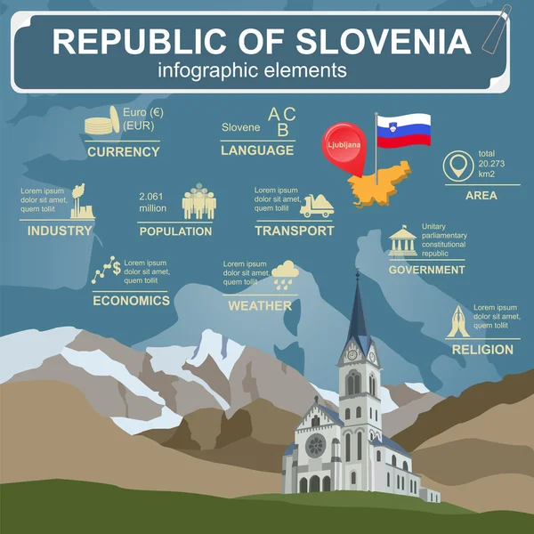 Slovenya infographics, istatistiksel veri, manzaraları