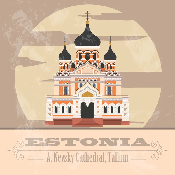 Estonia zabytków. Obraz w stylu retro — Wektor stockowy