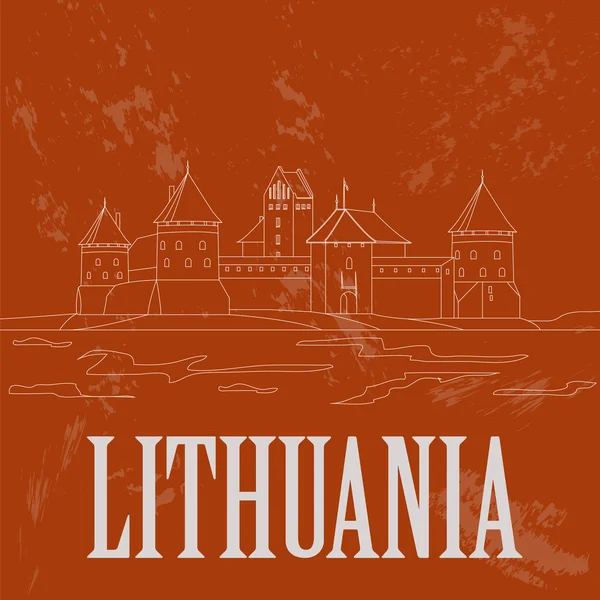 Lituania puntos de referencia. Imagen de estilo retro — Vector de stock