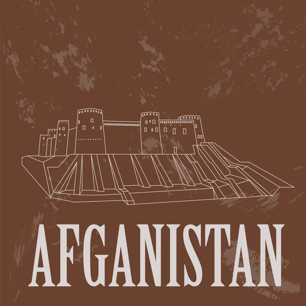 Afganistan Wahrzeichen. Retro-Image — Stockvektor