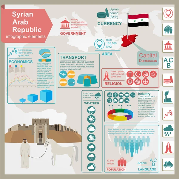 Siria infografías, datos estadísticos — Vector de stock