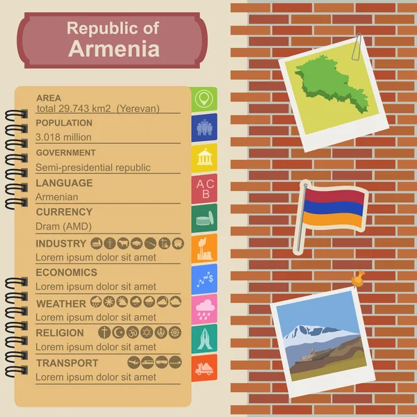 Armenia  infographics, statistical data, sights — Stock Vector