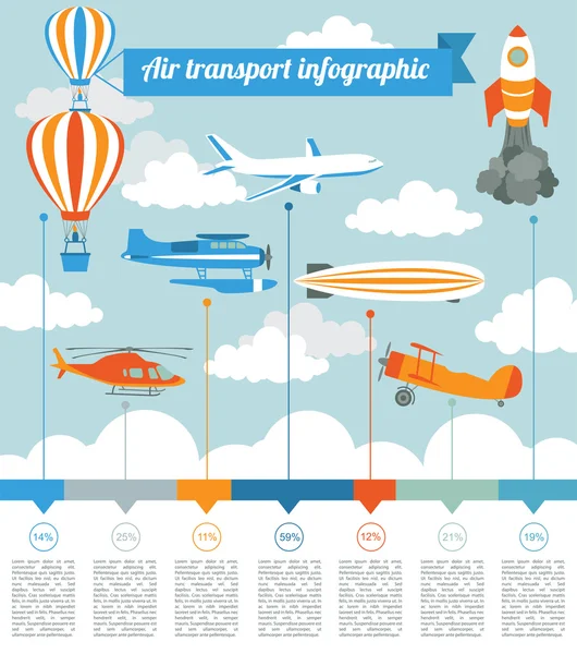 A légi közlekedés infographics elemek — Stock Vector