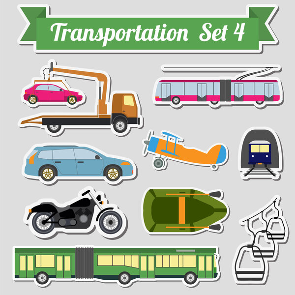 Набор значков всех видов транспорта для создания собственного инфогра
