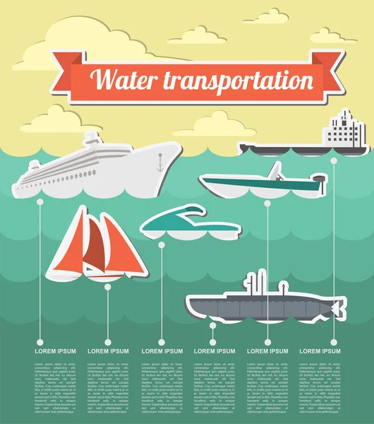 Woda transportu infografiki elementów. morskie. il w stylu retro — Wektor stockowy