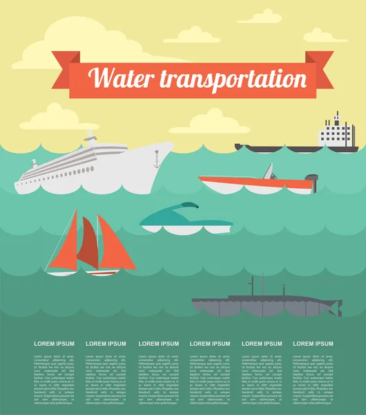 Transporte de água elementos infográficos. Náutico. Retro estilo il — Vetor de Stock