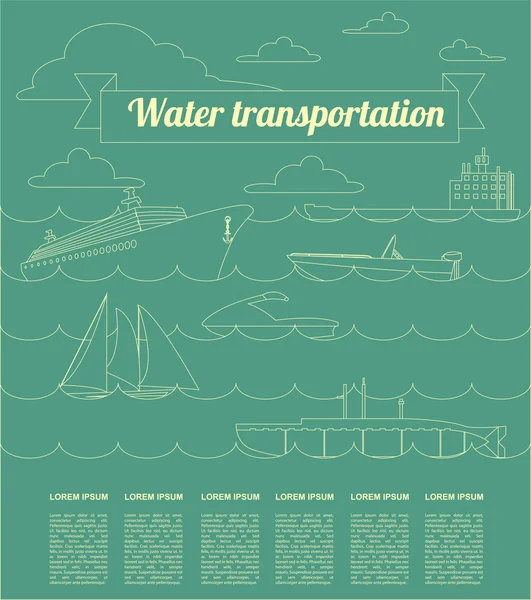 Woda transportu infografiki elementów. morskie. il w stylu retro — Wektor stockowy