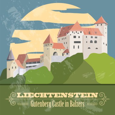 Liechtenstein yerler. Retro tarz resim.