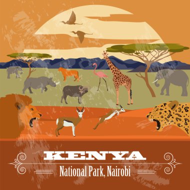 Kenya. Retro tarz resim.