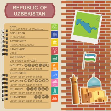 Özbekistan infographics, istatistiksel veri, manzaraları