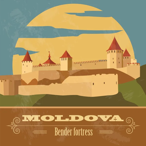 Moldavia puntos de referencia. Imagen de estilo retro — Archivo Imágenes Vectoriales