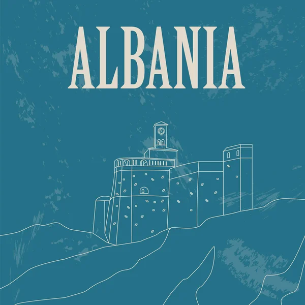 Albanien Wahrzeichen. Retro-Image — Stockvektor