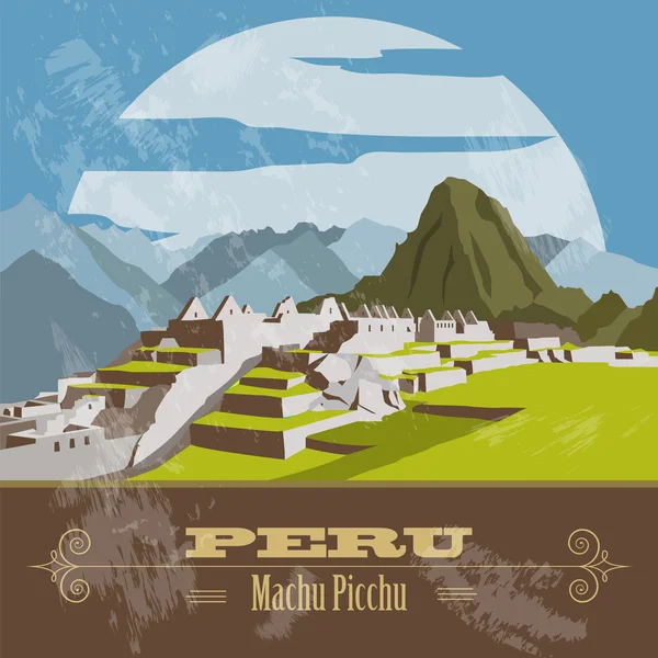 Peru  landmarks. Retro styled image. — Stock Vector