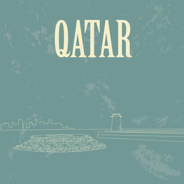 Katar. Retro resim tarz. Fort Umm Salal Mohammed