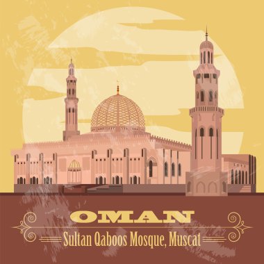 Yerlerinden Umman Sultanlığı. Retro resim tarz. Sultan Qaboos M