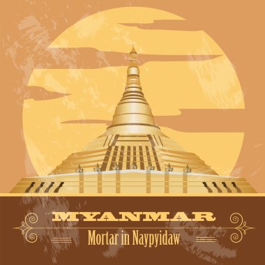 Myanmar (Burma) yerler. Retro tarz resim