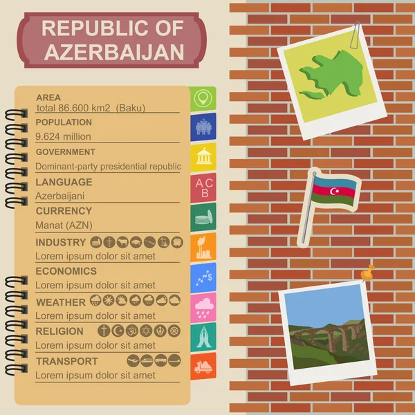 Azerbaiyán infografías, datos estadísticos, vistas — Archivo Imágenes Vectoriales