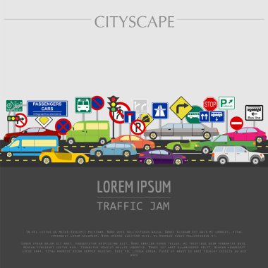 Cityscape graphic template. Modern city. Vector illustration. Tr