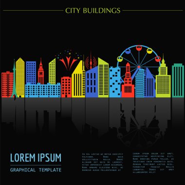 Cityscape graphic template. Modern city architecture. Vector ill