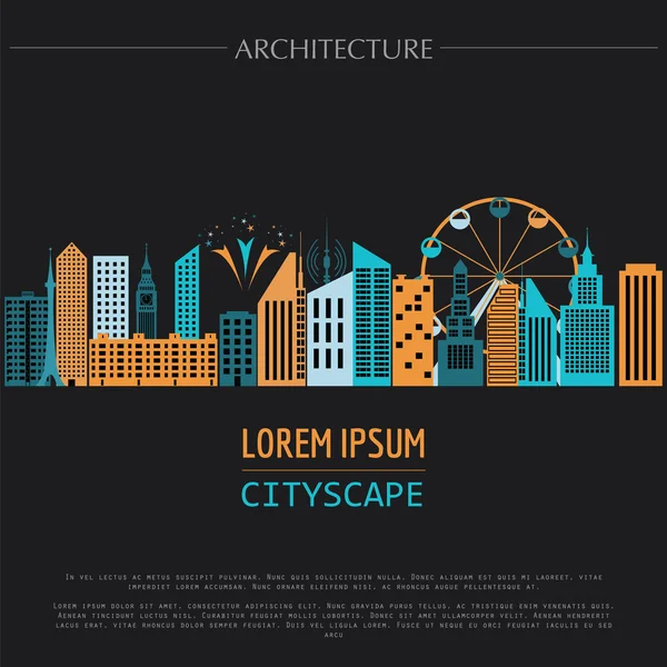 Cityscape graphic template. Modern city architecture. Vector ill — Διανυσματικό Αρχείο