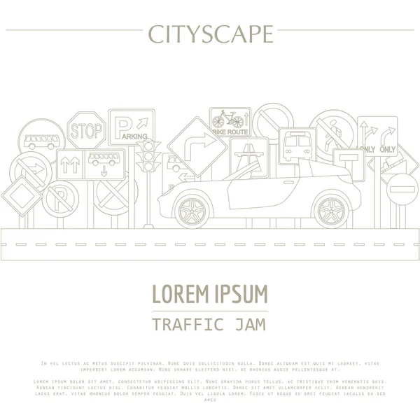 Cityscape graphic template. Modern city. Vector illustration. Tr — ストックベクタ