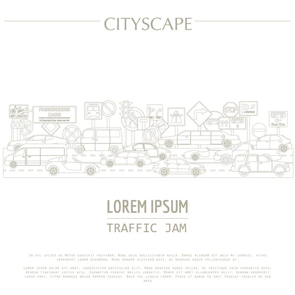 Cityscape graphic template. Modern city. Vector illustration. Tr — Stockvector