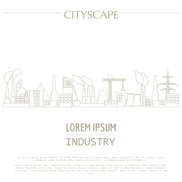 Cityscape graphic template. Industry city buildings. Vector illu — ストックベクタ