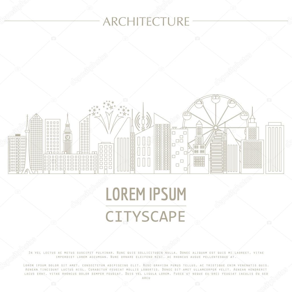 Cityscape graphic template. Modern city architecture. Vector ill