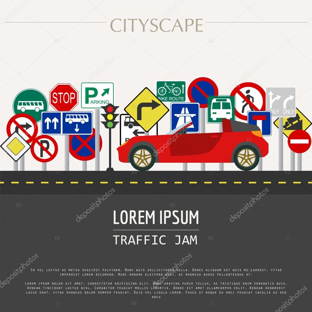 Cityscape graphic template. Modern city. Vector illustration. Tr