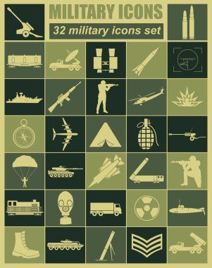Military icon set. Constructor, kit.