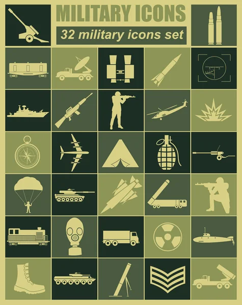 Military icon set. Constructor, kit. — Stock Vector