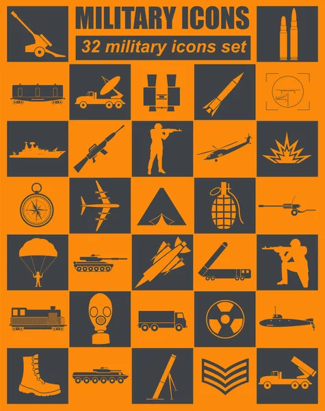 Military icon set. Constructor, kit — Stock Vector