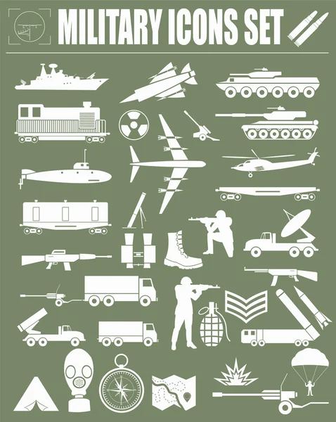 Military icon set. Constructor, kit. — Stock Vector