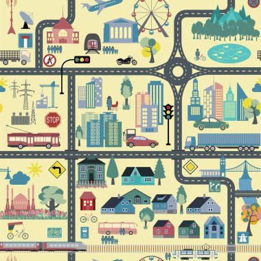 Şehir haritası jeneratör. Şehir harita örnek. Öğeleri oluşturmak için