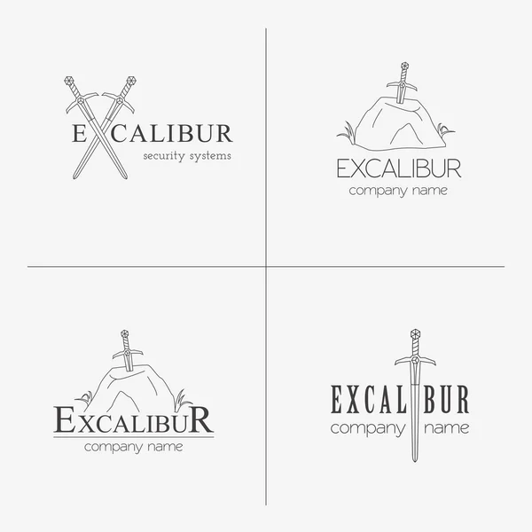 Excalibur disposition gradbeteckningar och logotyper som. Vektor design ele — Stock vektor