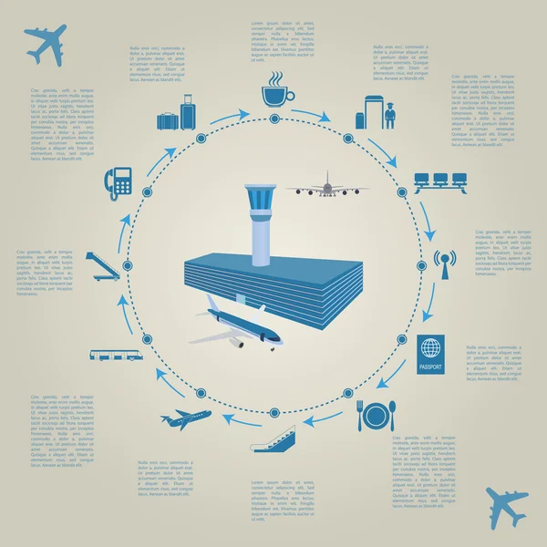 机场，空中旅行信息图表设计元素。Infographi — 图库矢量图片