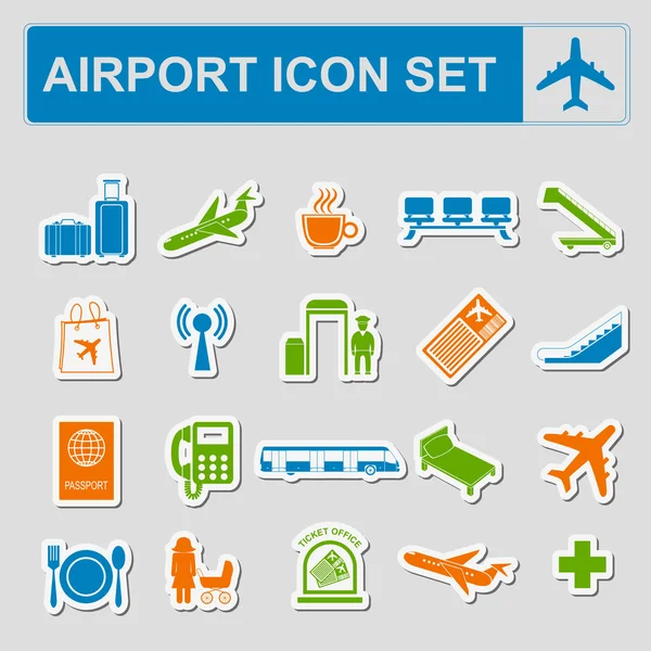 Lotnisko, travel air zestaw ikon. — Wektor stockowy