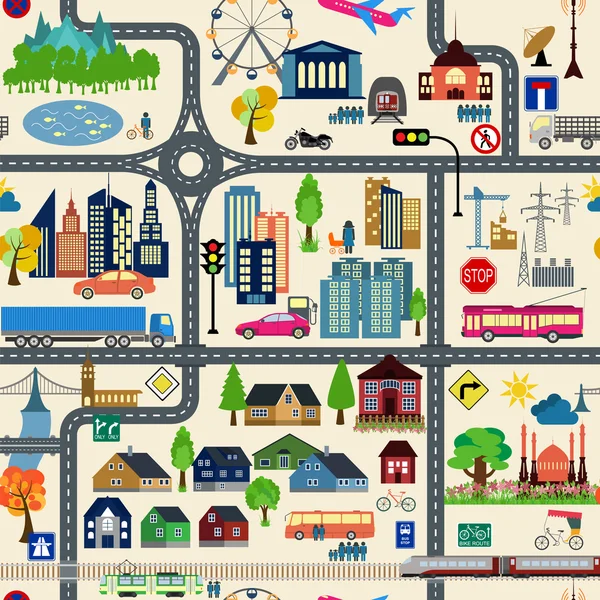 City map generator. City map example. Elements for creating your — Stock Vector