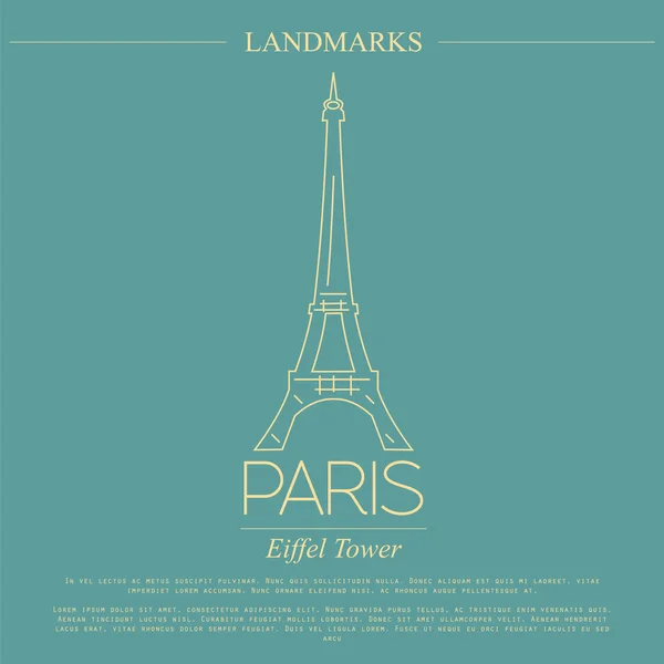 Monumentos mundiales. París. En Francia. Torre Eiffel. Plantilla gráfica . — Vector de stock