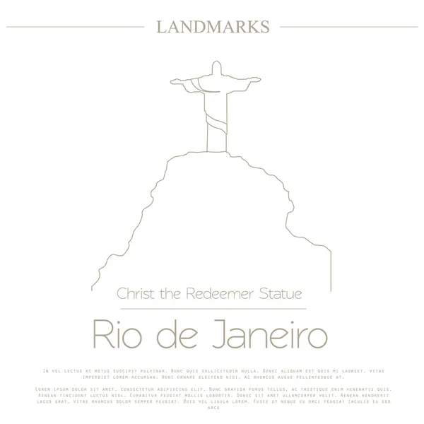 World landmarks. Rio de Janeiro. Brazil. Christ the Redeemer Sta — Wektor stockowy