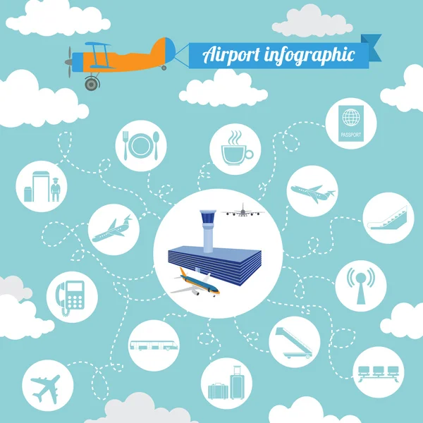 Flygplats, flygresor infographic med designelement. Infographi — Stock vektor