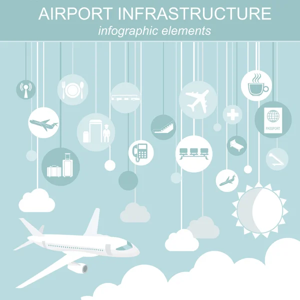 Flygplats, flygresor infographic med designelement. Infographi — Stock vektor