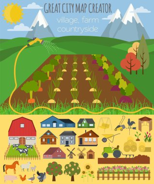 Great city map creator. Village, farm, countryside, agriculture.