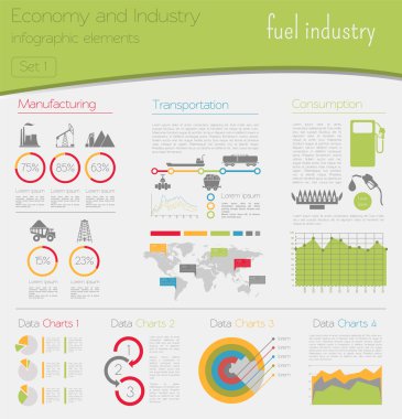 Economy and industry. Fuel industry. Industrial infographic temp clipart