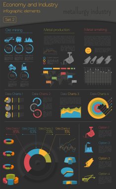 Ekonomi ve sanayi. Metalurji Sanayi. Endüstriyel infographi