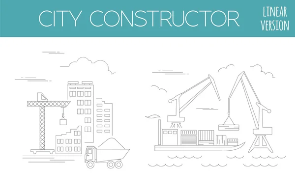 Great city map creator. House constructor. Infrastructure, indus — Stockvector