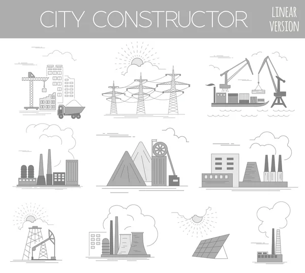 Great city map creator. House constructor. Infrastructure, indus — Stok Vektör