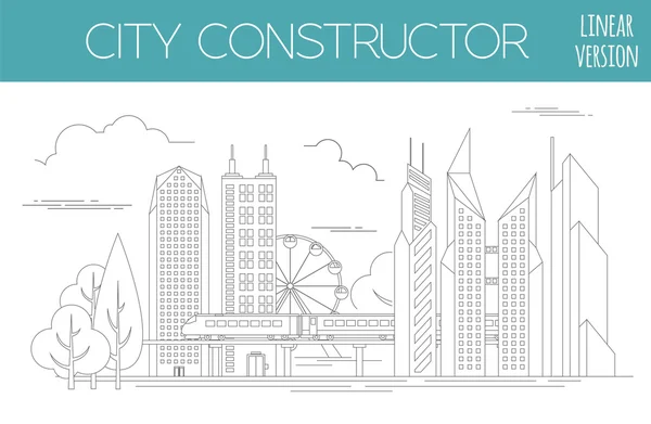 Great city map creator. Outline version. House constructor. Hous — Stockvector