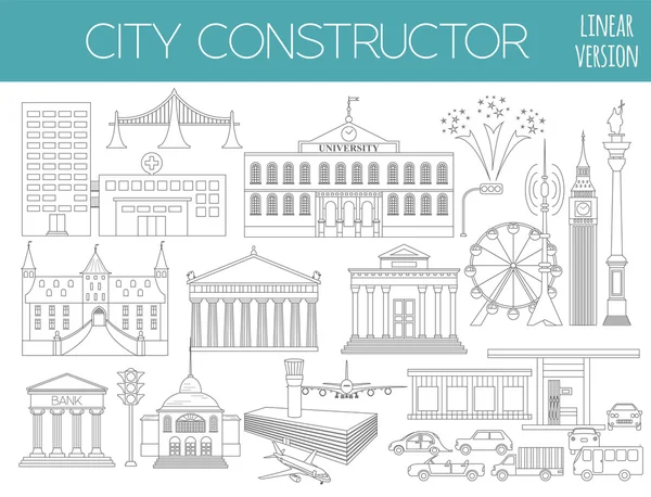 Great city map creator. Outline version. House constructor. Hous — Stok Vektör